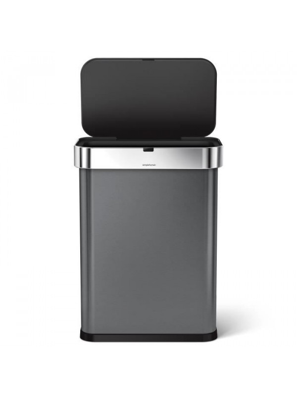 poubelle rectangulaire à pédale 58 litres simplehuman, acier inoxydable noir